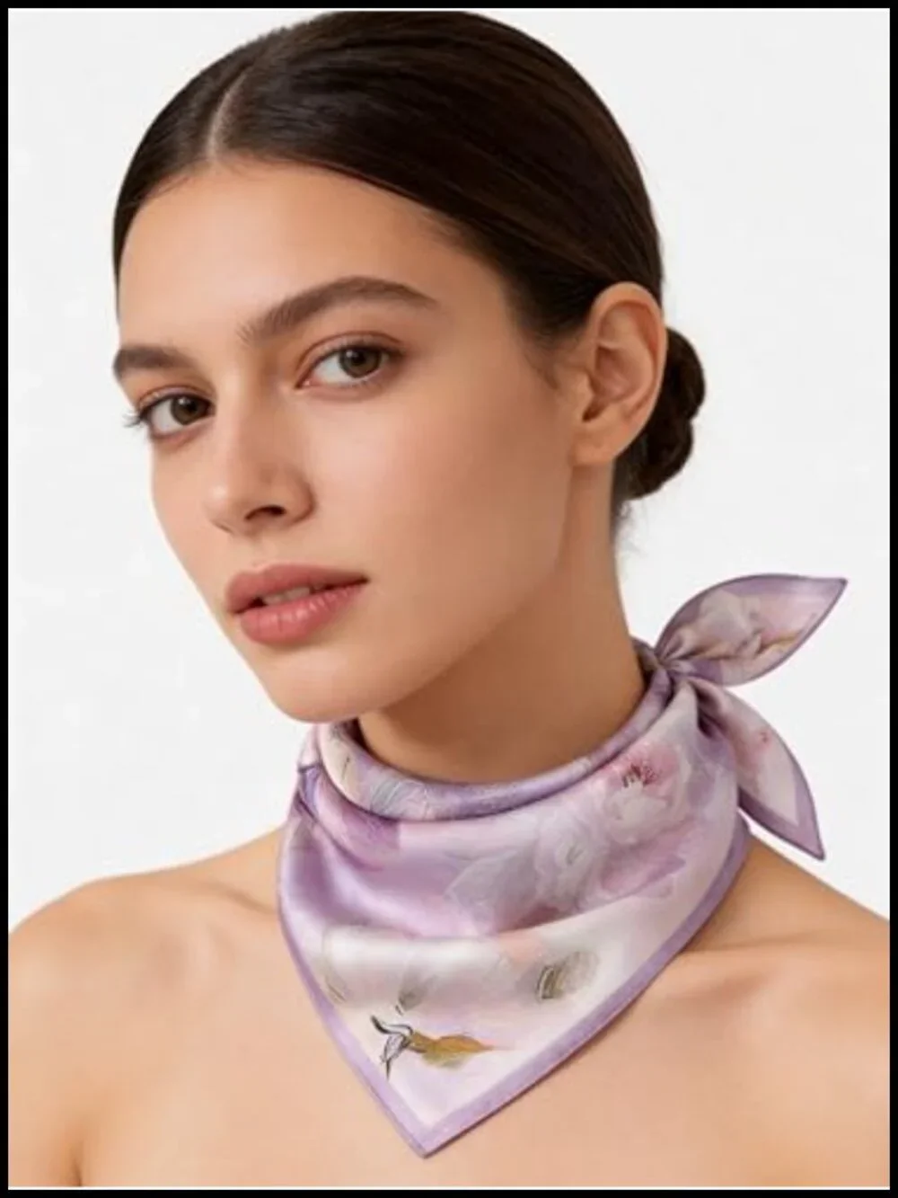 100% Mulberry Silk Lightweight Square Scarf - Digital Print, Gift Box